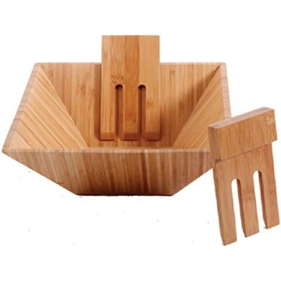 NWOT Bamboo Salad Bowl Set - Picture 1 of 3